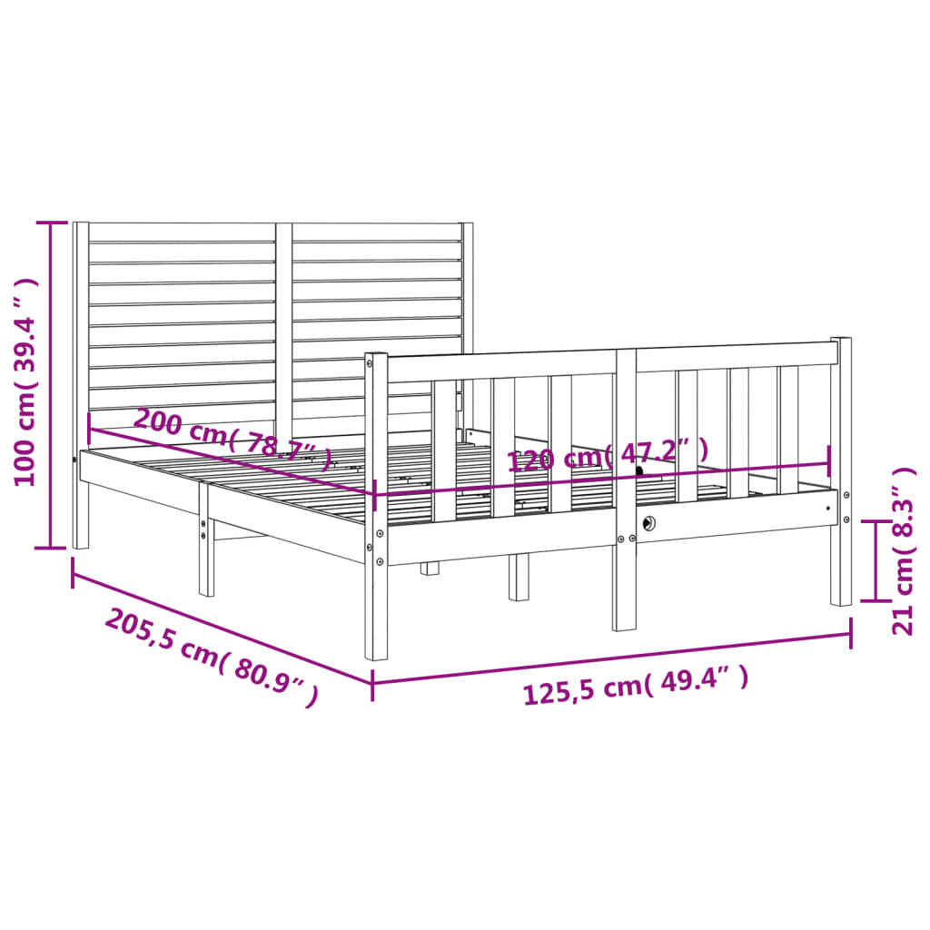 Estructura de cama sin colchón madera de pino blanca 120x200 cm vidaXL