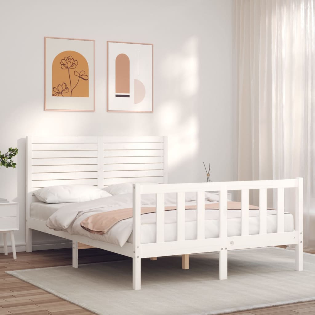 Vetonek Estructura de cama sin colchón madera de pino blanca 120x200 cm