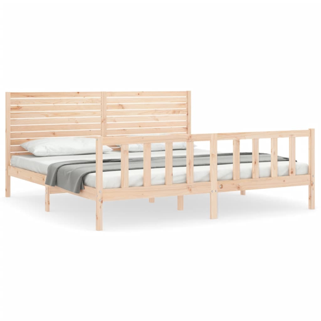 Estructura de cama de matrimonio con cabecero madera maciza vidaXL