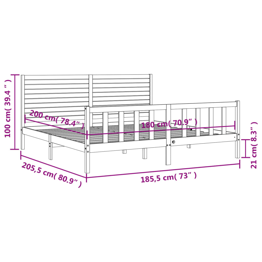 Estructura de cama de matrimonio con cabecero madera maciza vidaXL