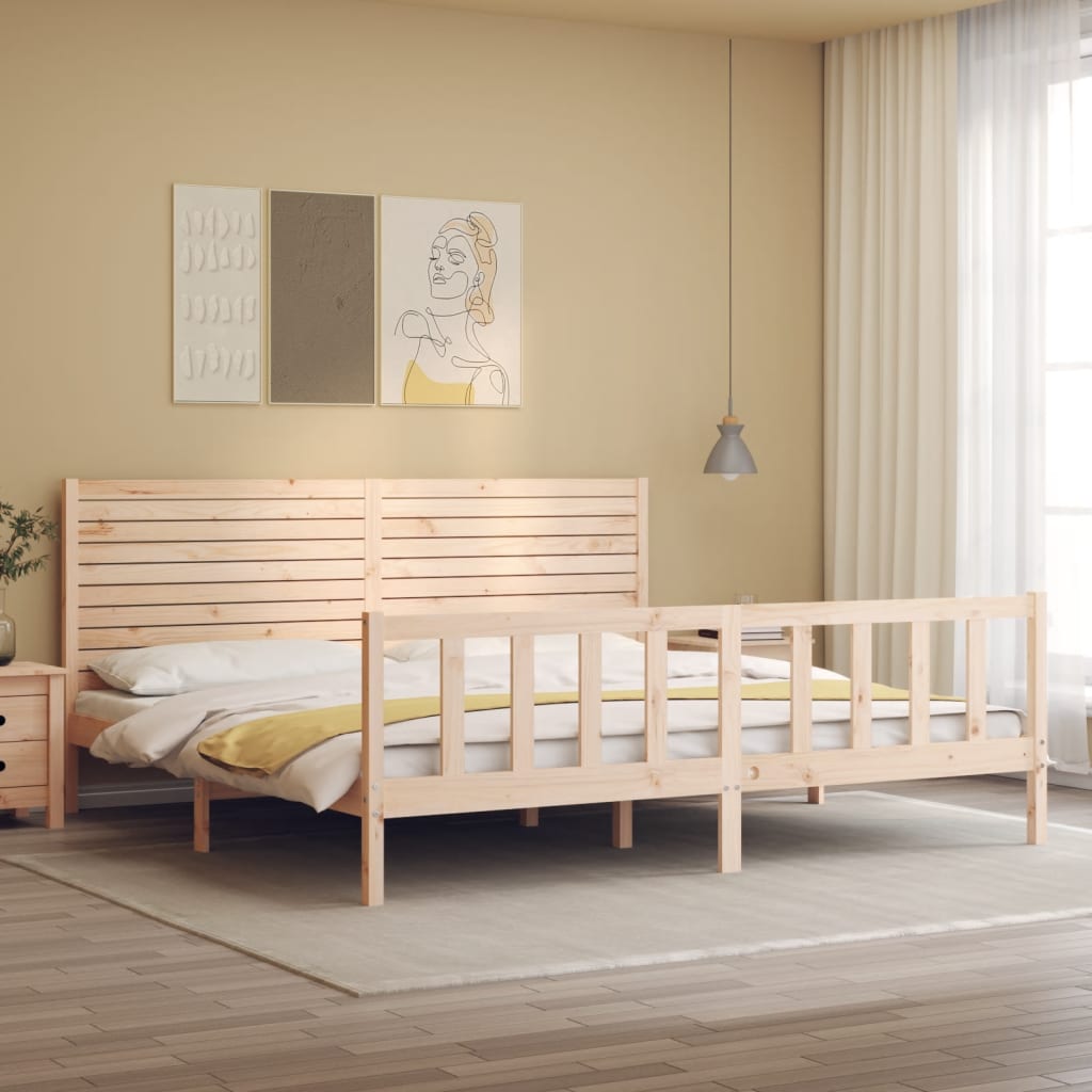 Estructura de cama de matrimonio con cabecero madera maciza vidaXL