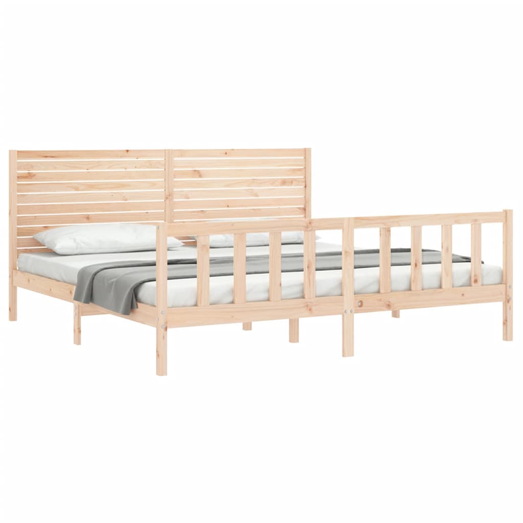 Estructura de cama de matrimonio con cabecero madera maciza vidaXL