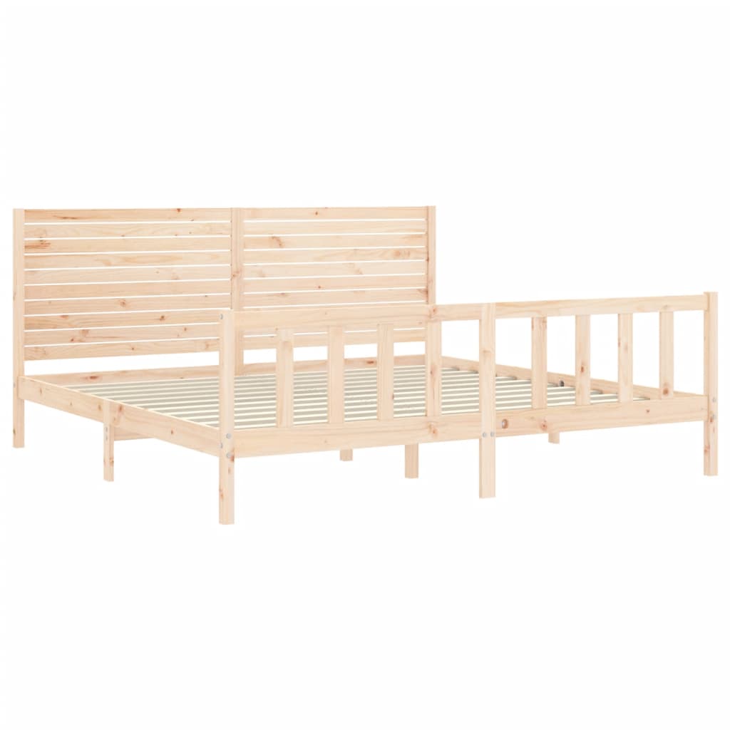 Estructura de cama de matrimonio con cabecero madera maciza vidaXL