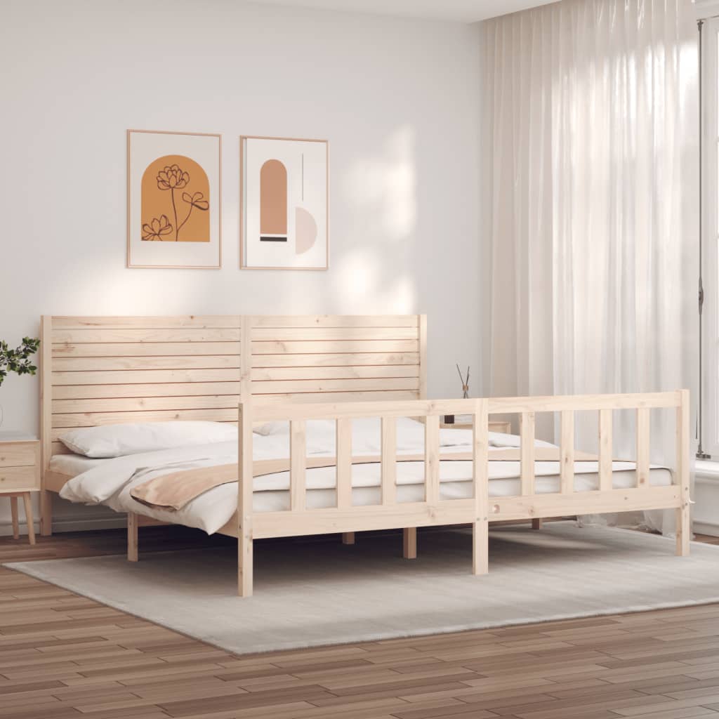 Estructura de cama de matrimonio con cabecero madera maciza vidaXL