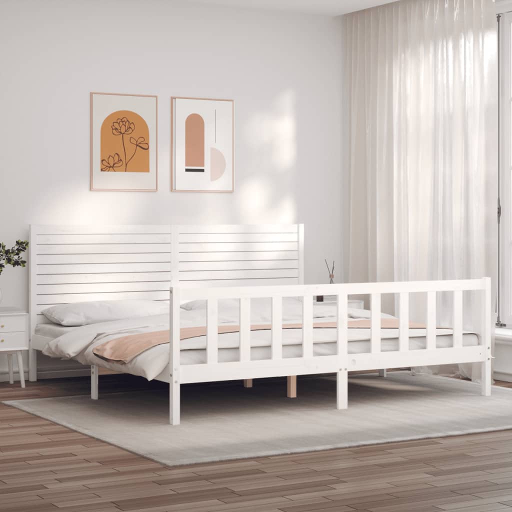 Vetonek Estructura de cama sin colchón madera maciza blanca 200x200 cm