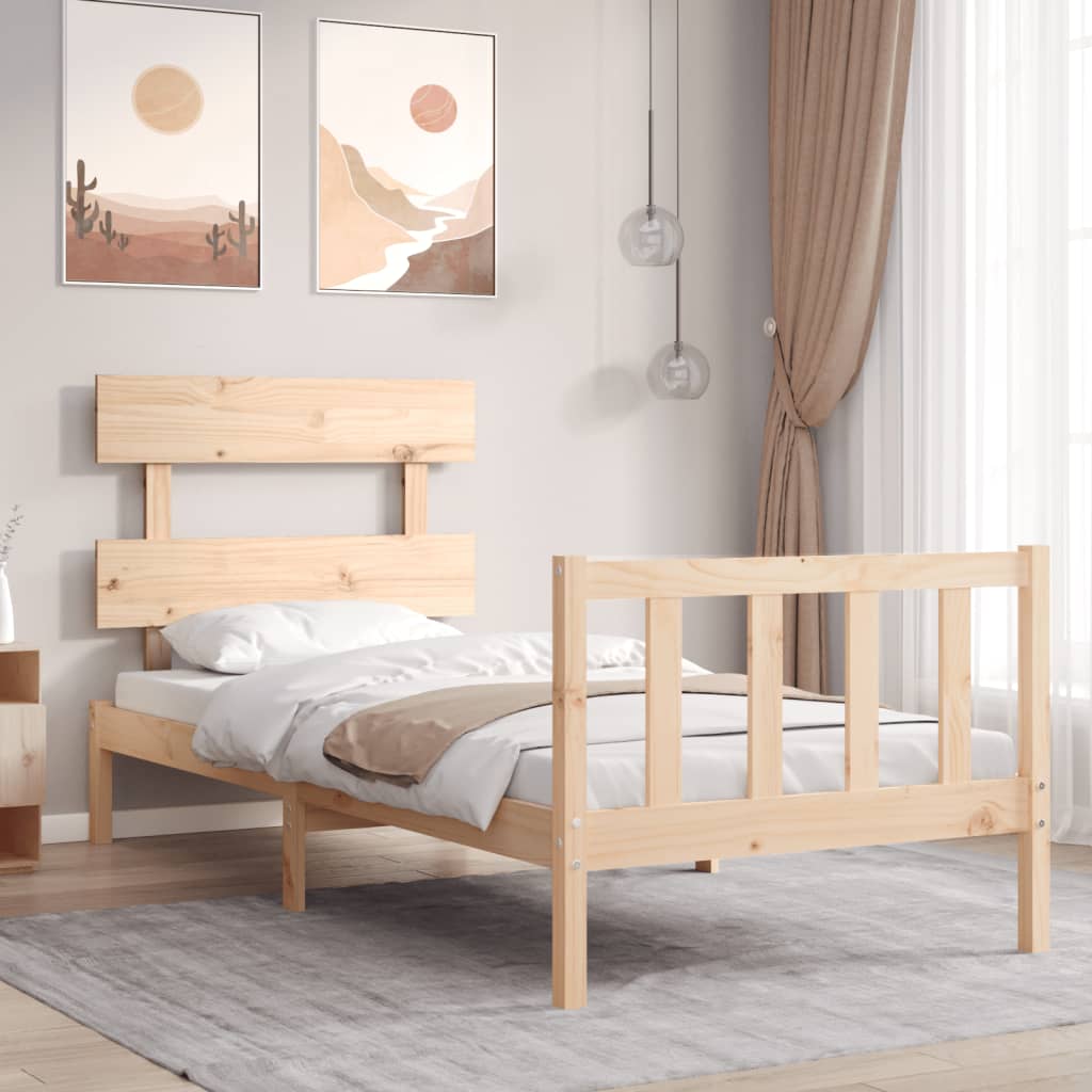 Vetonek Estructura de cama individual con cabecero madera maciza