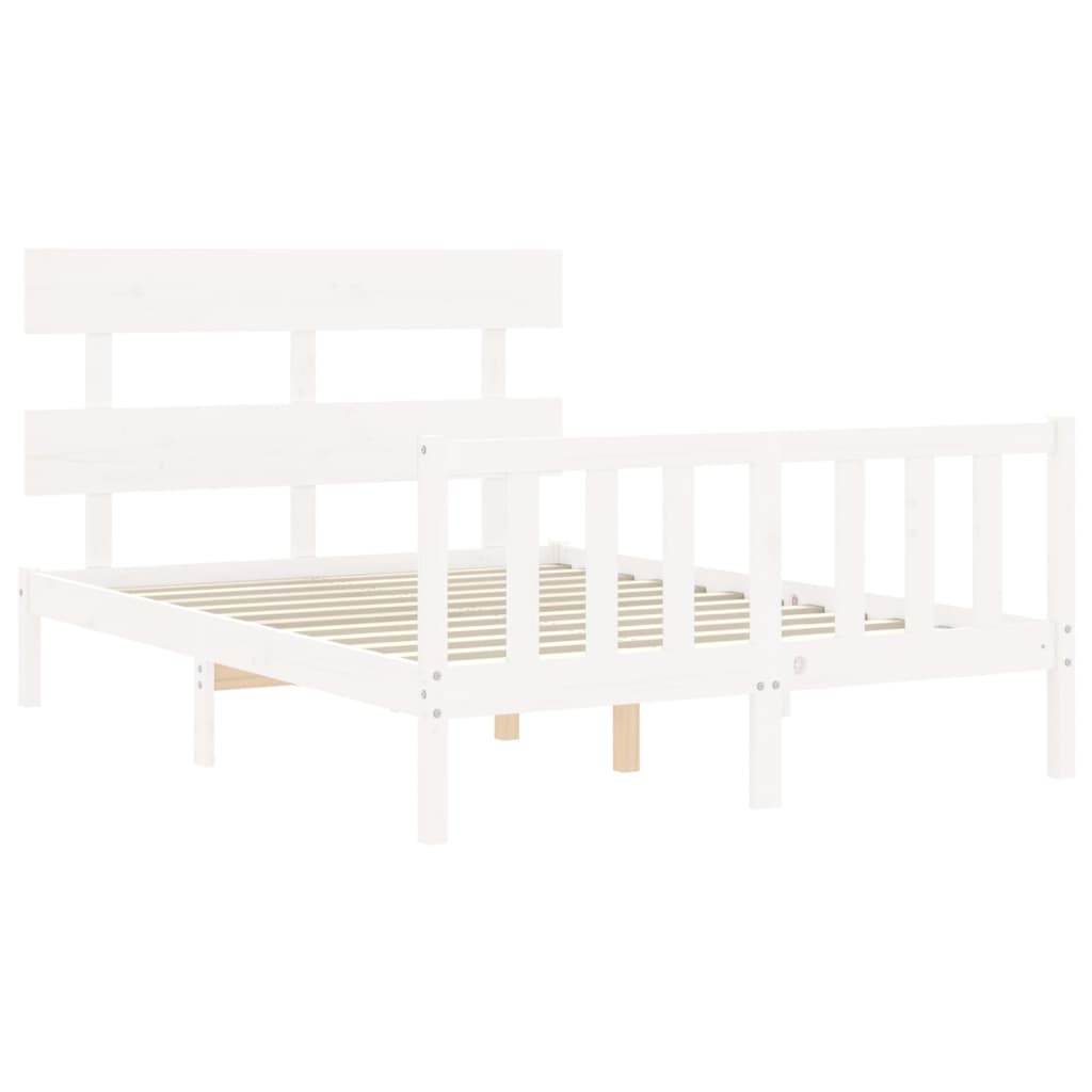 Estructura cama de matrimonio con cabecero madera maciza blanco vidaXL