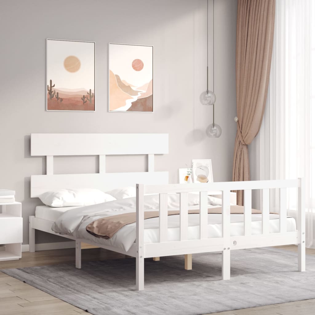 Vetonek Estructura de cama sin colchón madera de pino blanca 140x190 cm