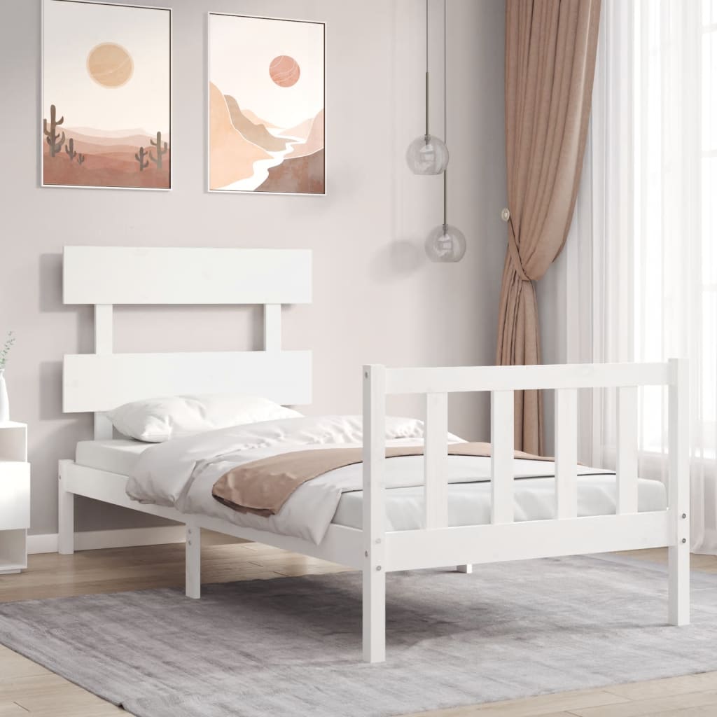 Vetonek Estructura de cama sin colchón madera de pino blanca 90x200 cm