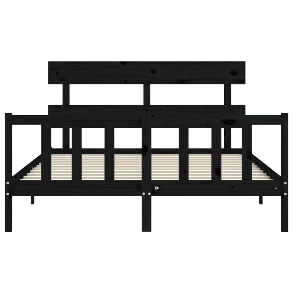 Estructura cama de matrimonio con cabecero madera maciza negro vidaXL