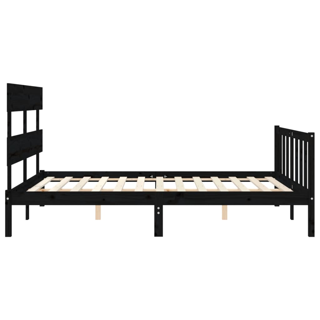 Estructura cama de matrimonio con cabecero madera maciza negro vidaXL