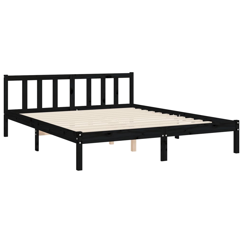 Estructura cama de matrimonio con cabecero madera maciza negro vidaXL