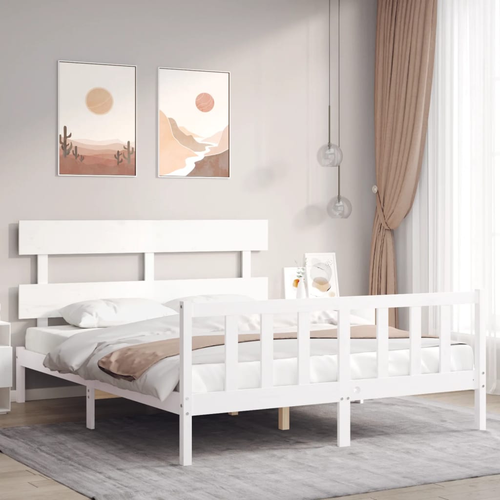 Estructura de cama sin colchón madera maciza de pino 160x200 cm vidaXL