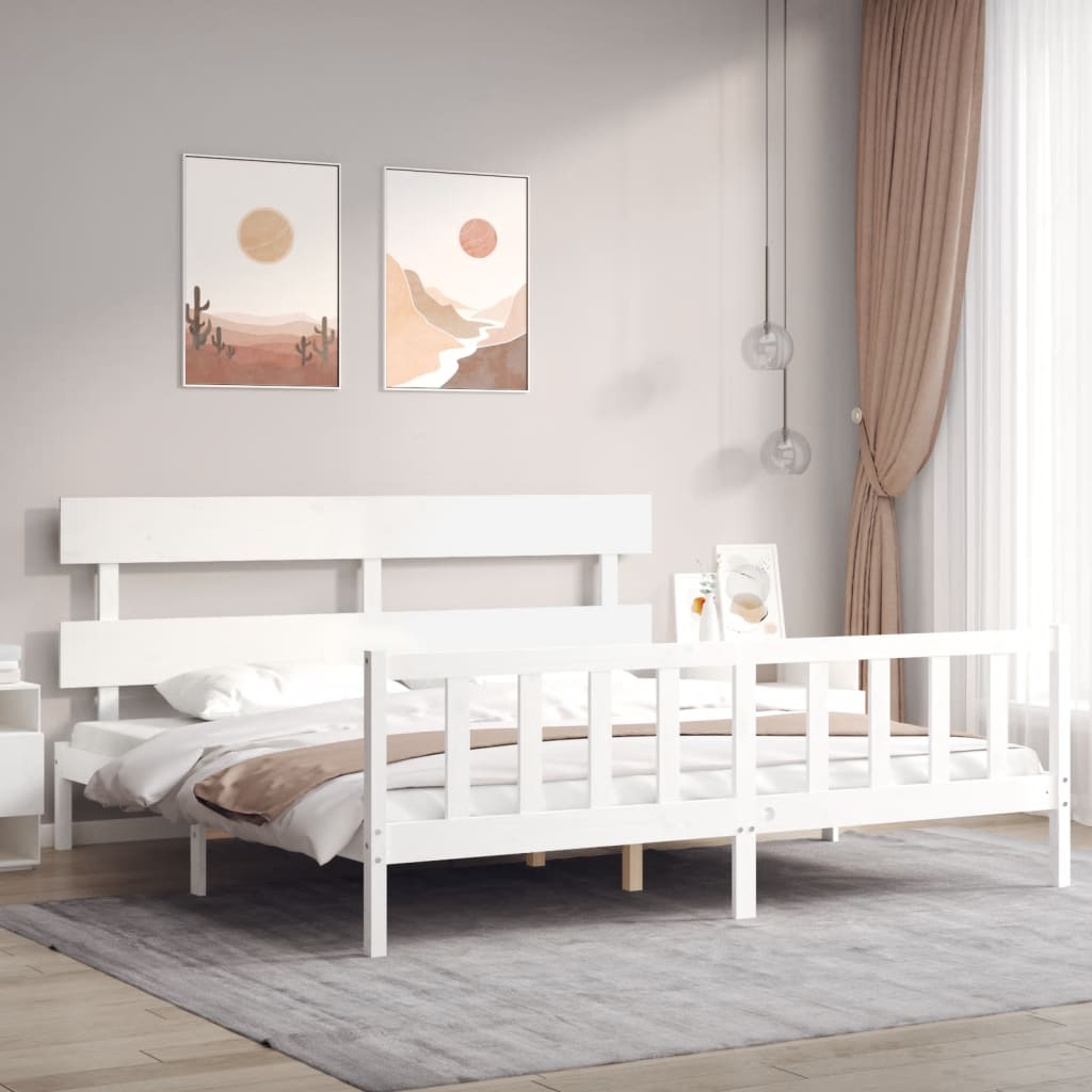 Vetonek Estructura de cama sin colchón madera maciza blanca 200x200 cm