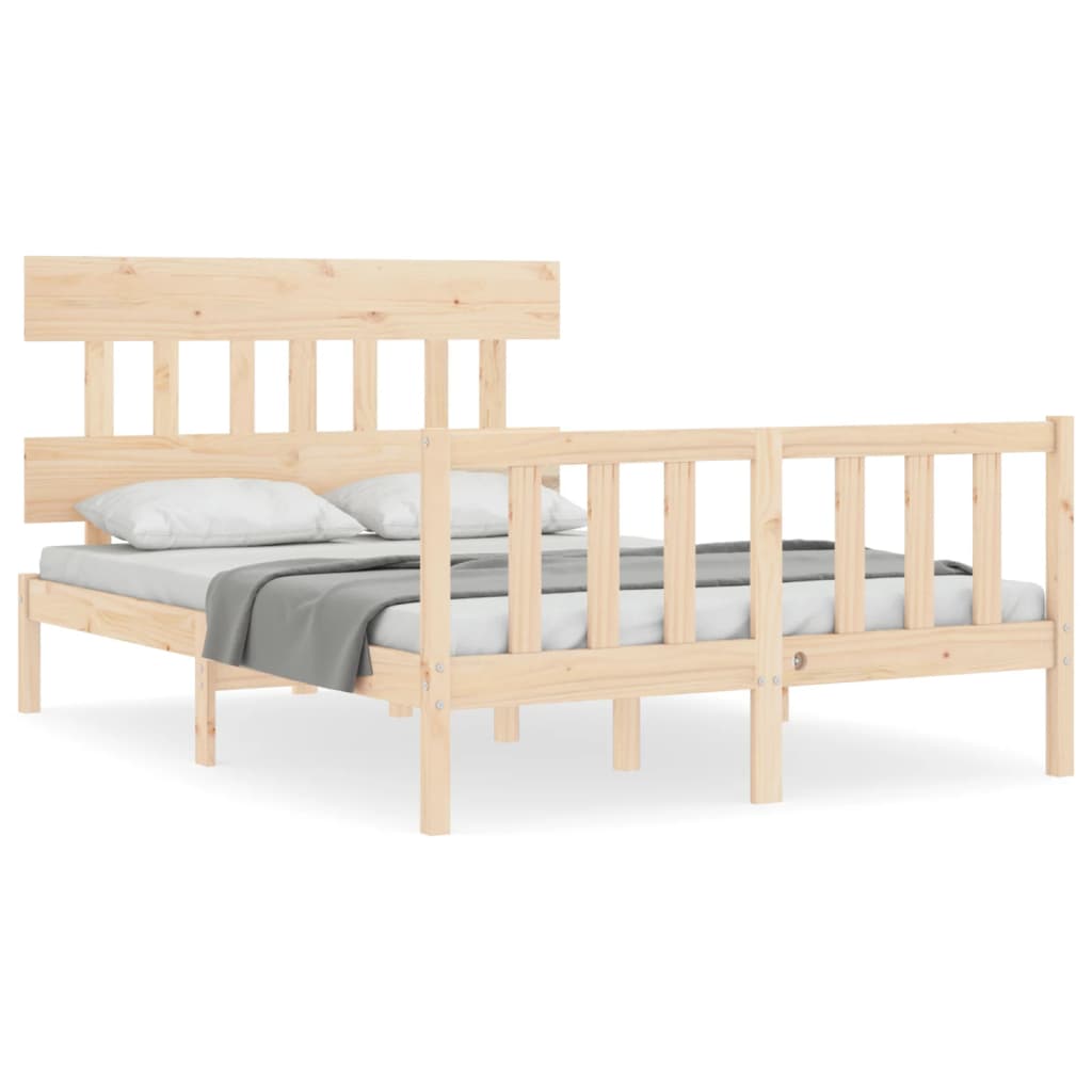 Estructura de cama de matrimonio con cabecero madera maciza - Vetonek