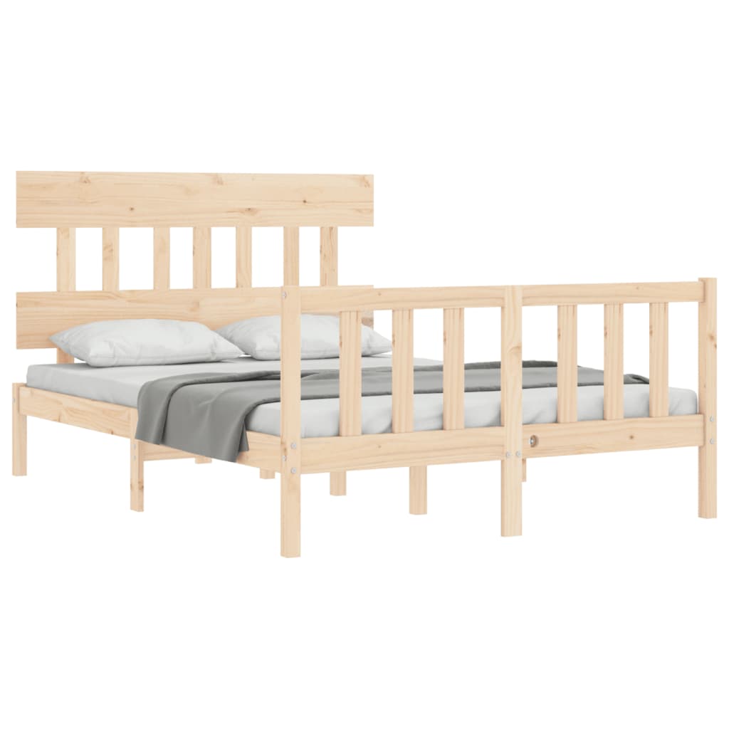 Estructura de cama de matrimonio con cabecero madera maciza vidaXL