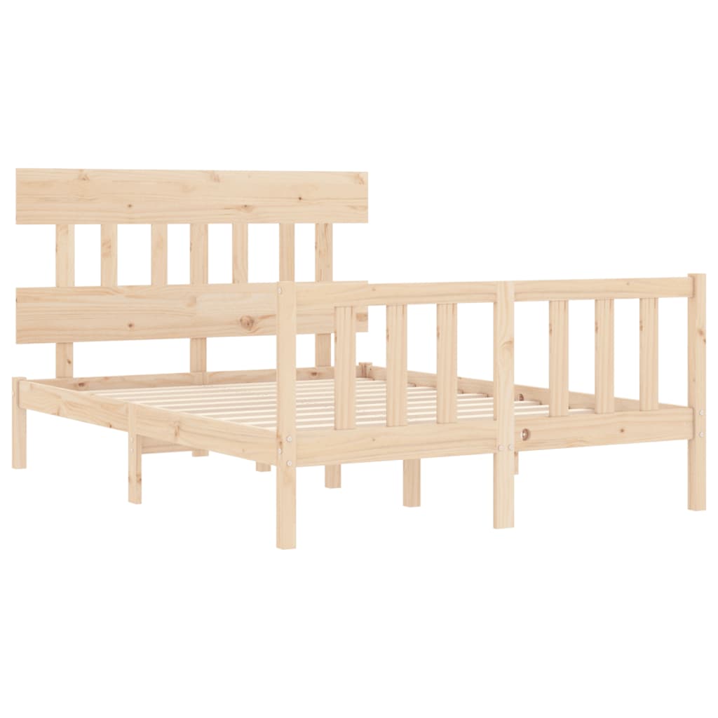 Estructura de cama de matrimonio con cabecero madera maciza vidaXL