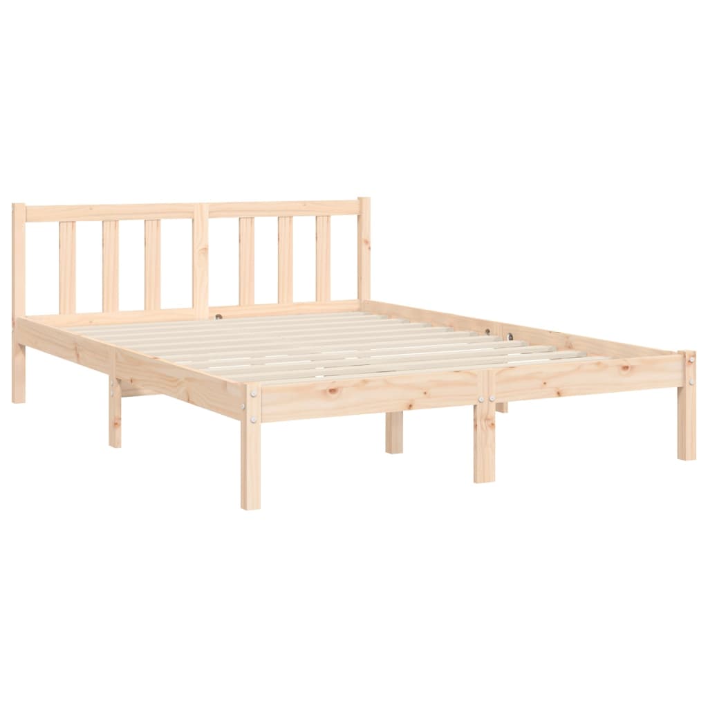 Estructura de cama de matrimonio con cabecero madera maciza vidaXL