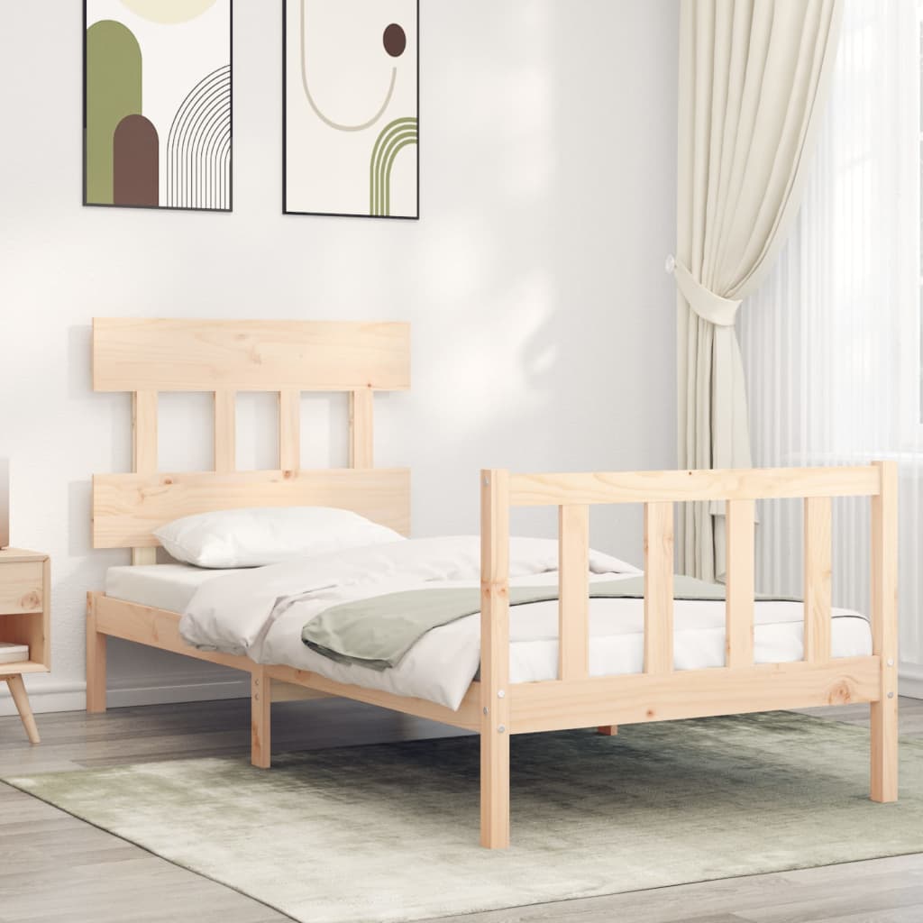 Vetonek Estructura de cama sin colchón madera maciza de pino 90x200 cm