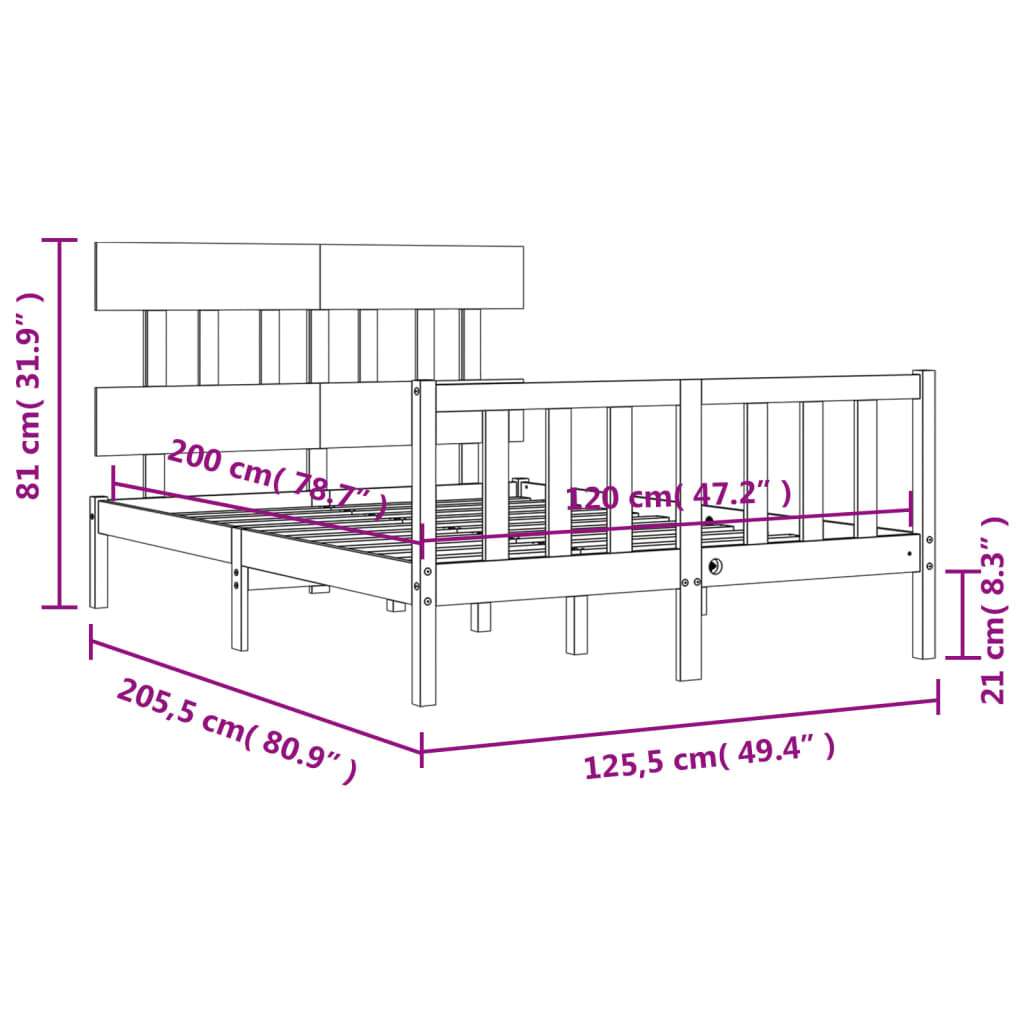 Estructura de cama sin colchón madera de pino blanca 120x200 cm vidaXL