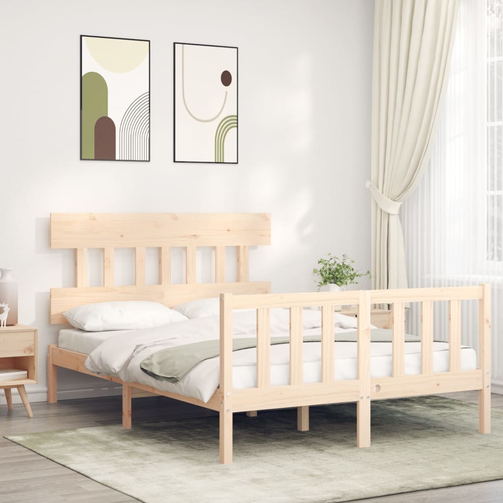 Vetonek Estructura de cama sin colchón madera de pino blanca 140x200 cm