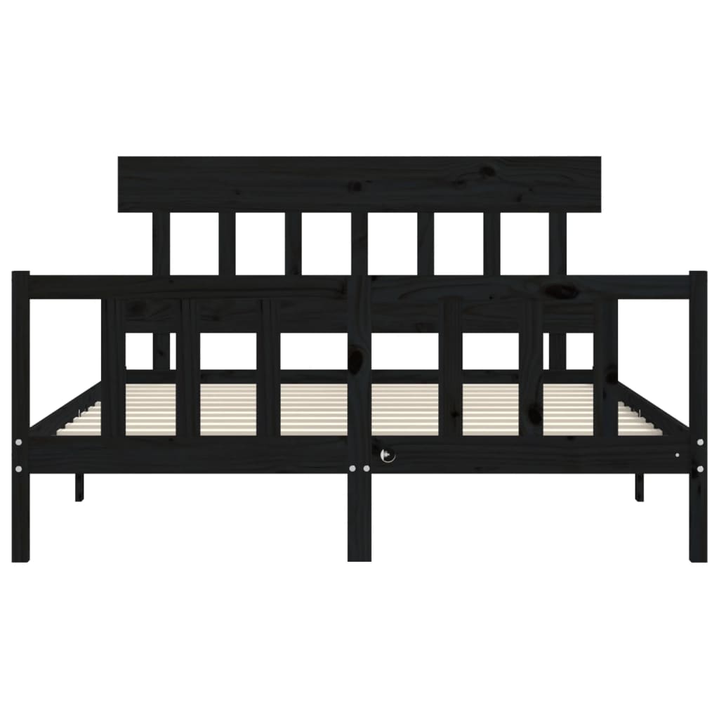 Estructura cama de matrimonio con cabecero madera maciza negro vidaXL