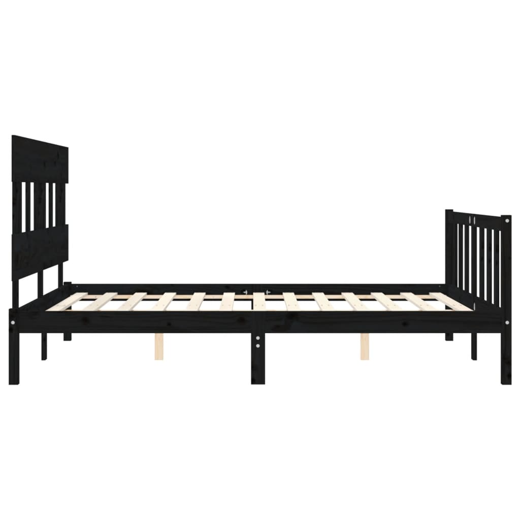 Estructura cama de matrimonio con cabecero madera maciza negro vidaXL