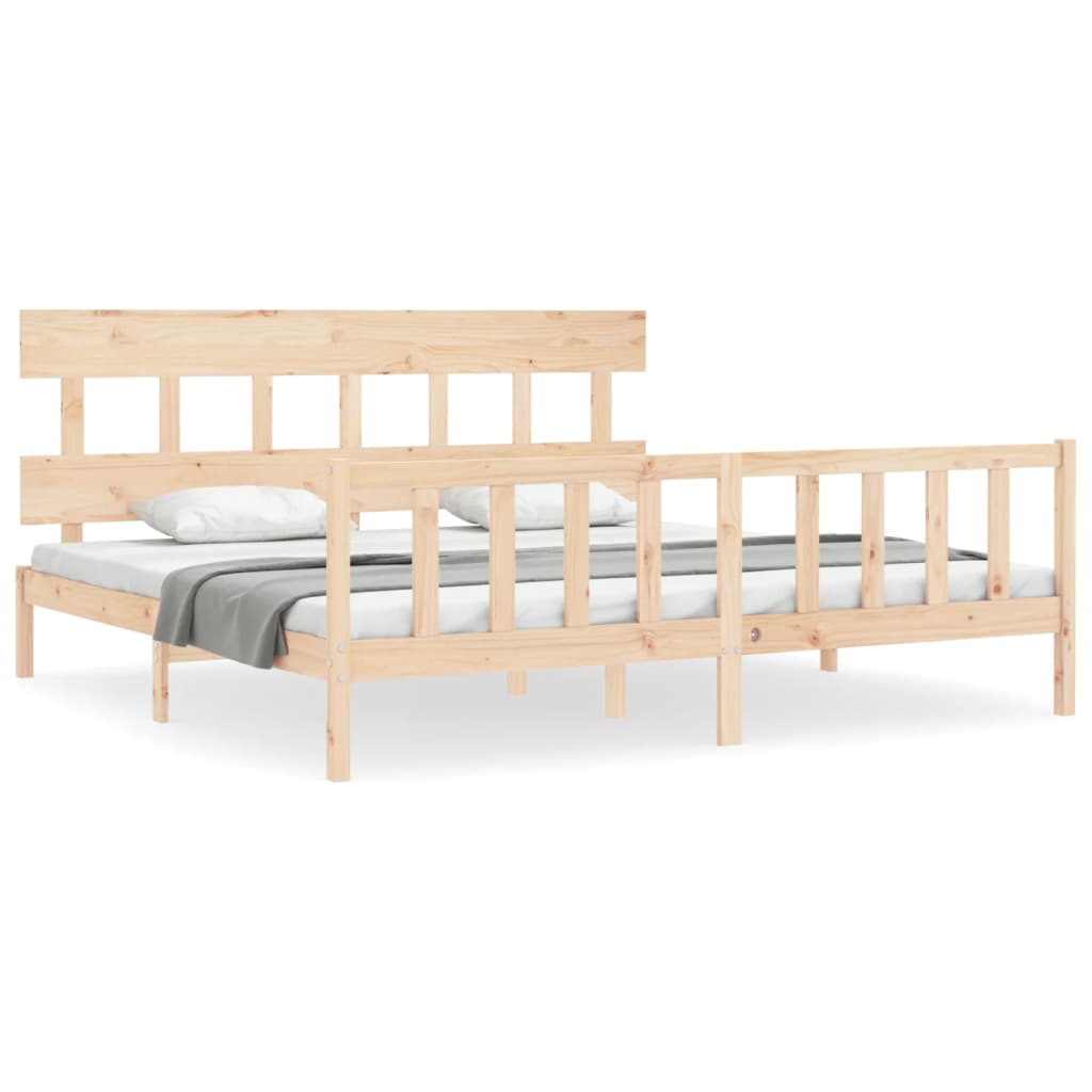 Estructura de cama de matrimonio con cabecero madera maciza vidaXL