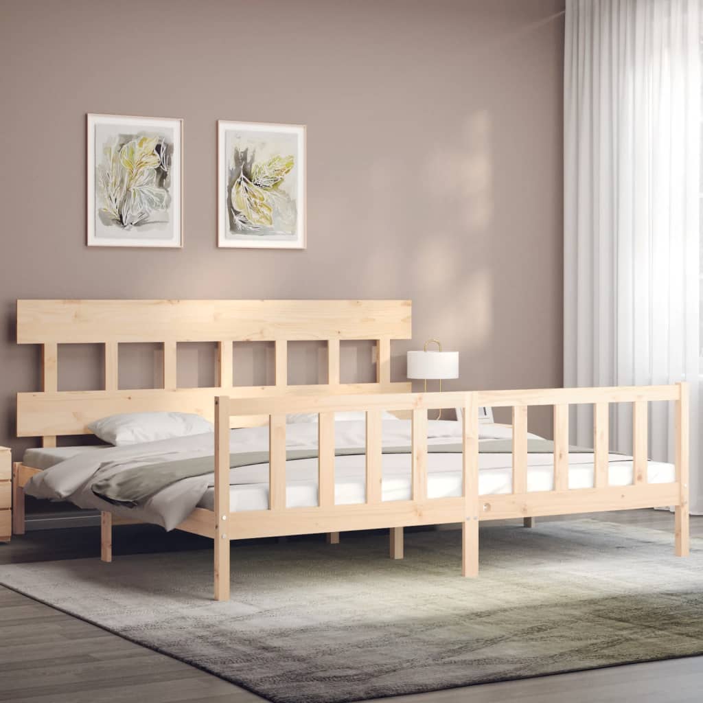 Estructura de cama de matrimonio con cabecero madera maciza vidaXL