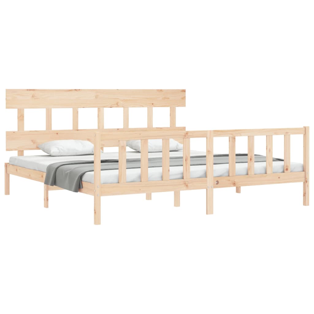 Estructura de cama de matrimonio con cabecero madera maciza vidaXL