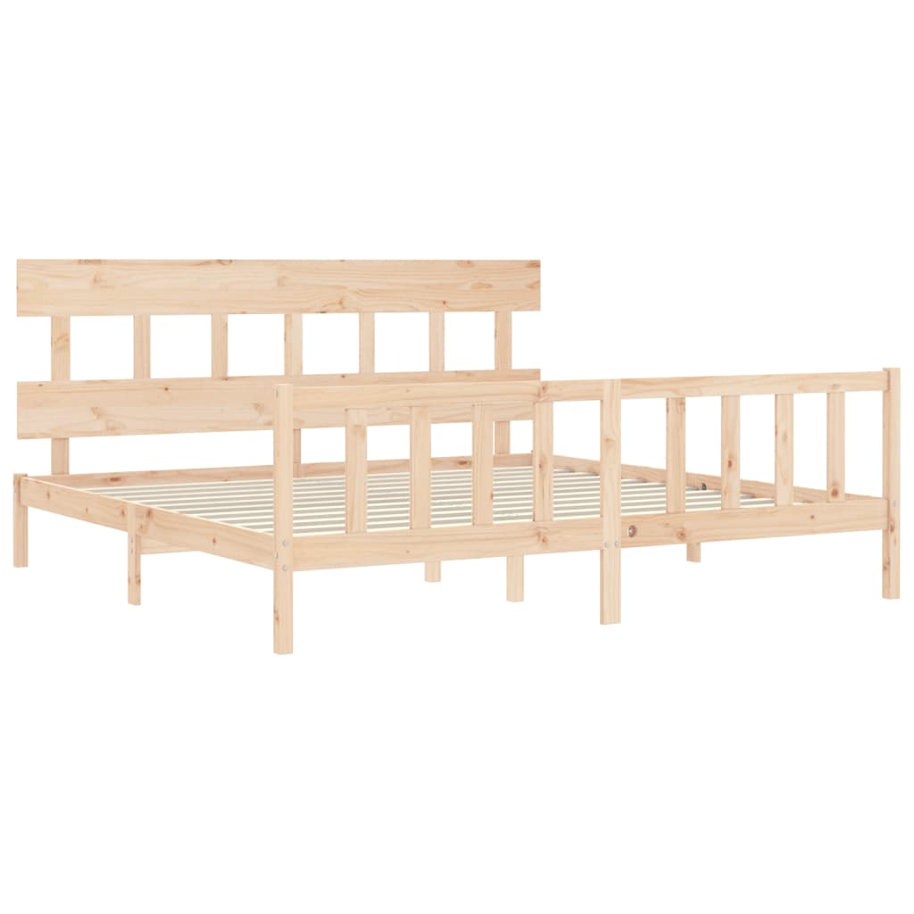 Estructura de cama de matrimonio con cabecero madera maciza vidaXL