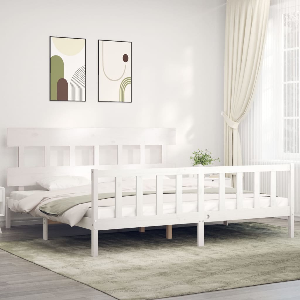 Vetonek Estructura de cama sin colchón madera maciza blanca 200x200 cm