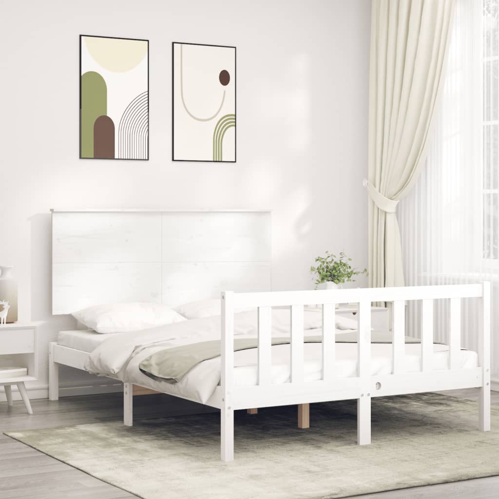 Vetonek Estructura de cama sin colchón madera de pino blanca 140x190 cm