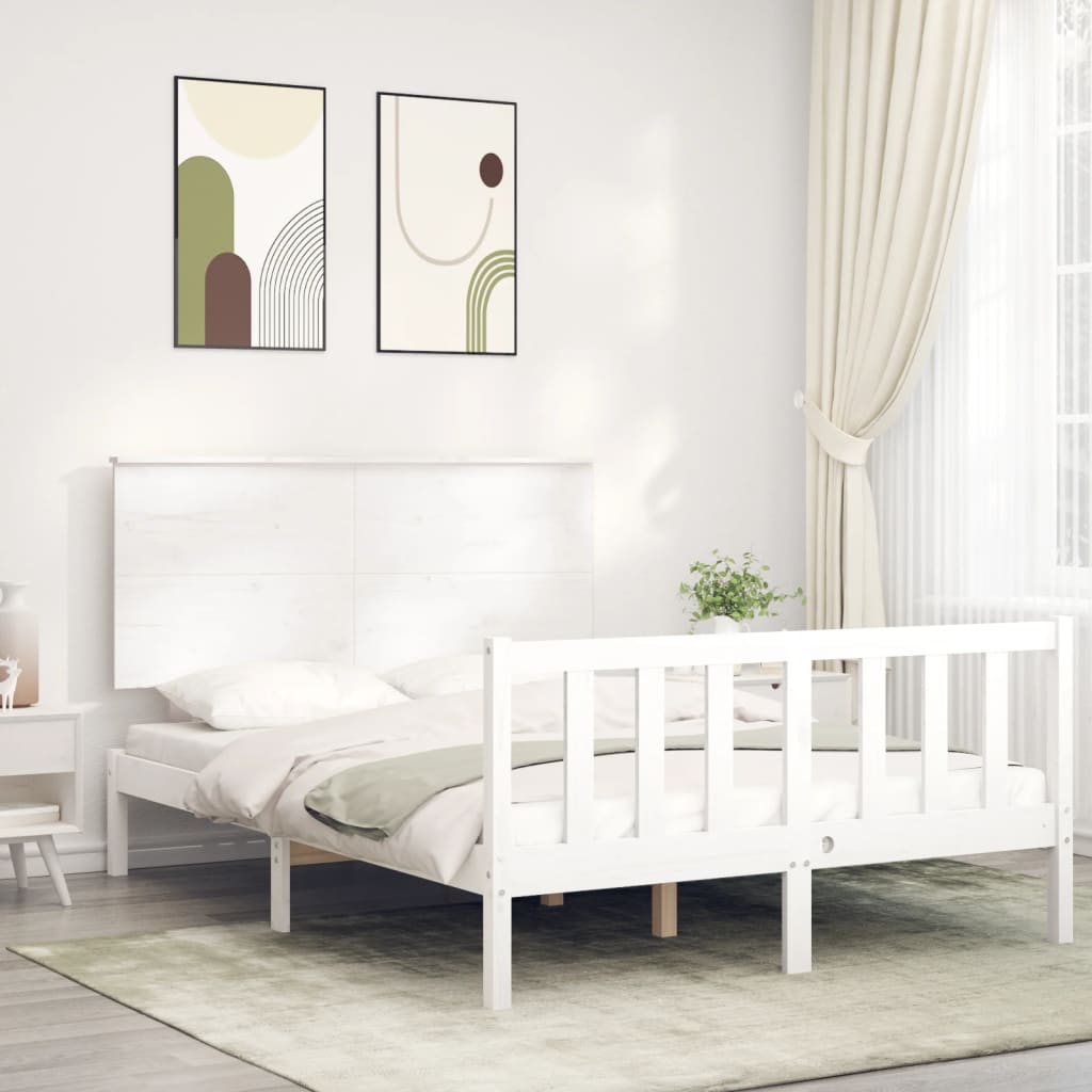 Vetonek Estructura de cama sin colchón madera de pino blanca 140x200 cm