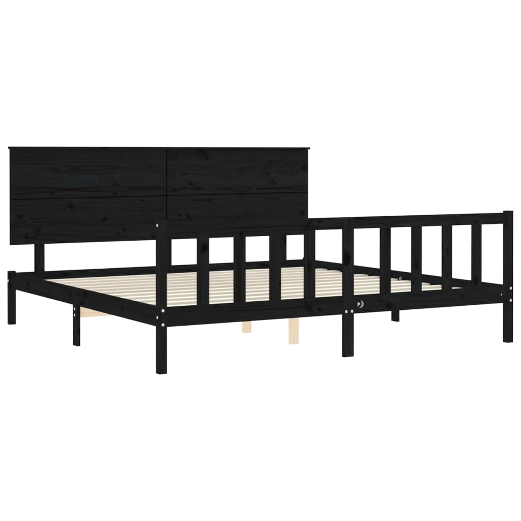 Estructura cama de matrimonio con cabecero madera maciza negro vidaXL