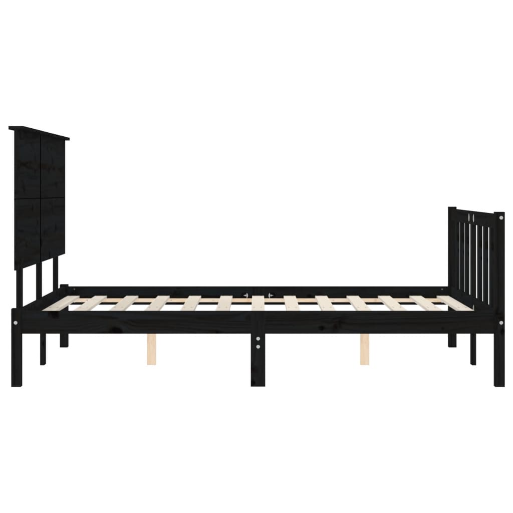 Estructura cama de matrimonio con cabecero madera maciza negro vidaXL