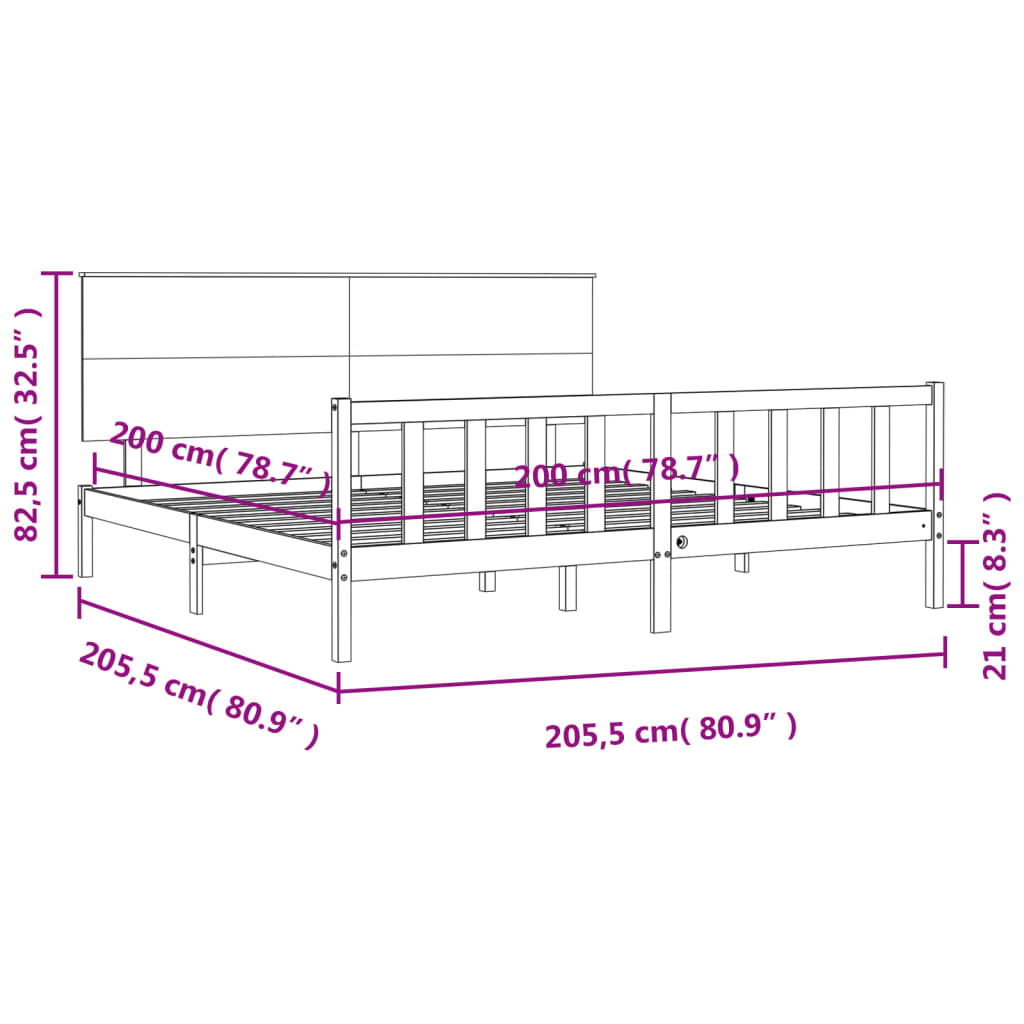 Estructura de cama sin colchón madera maciza blanca 200x200 cm - Vetonek