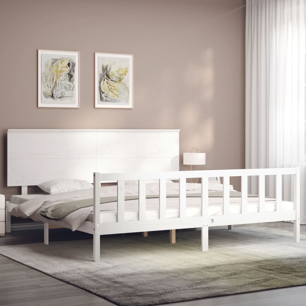 Estructura de cama sin colchón madera maciza blanca 200x200 cm - Vetonek