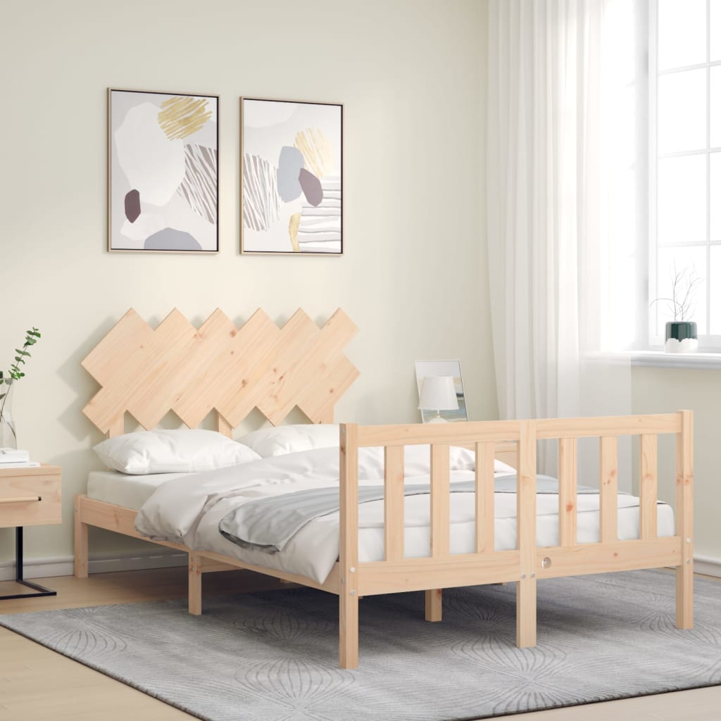 Estructura de cama de matrimonio con cabecero madera maciza vidaXL