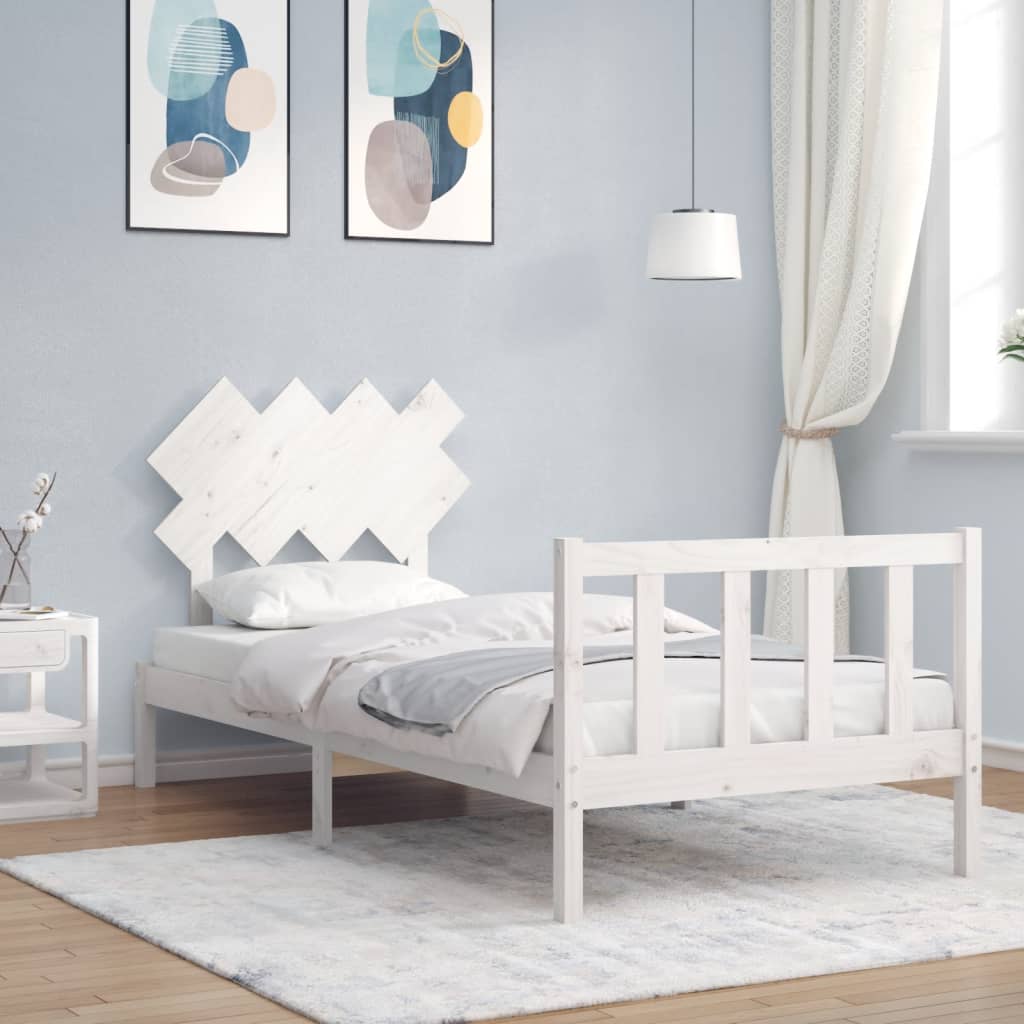 Vetonek Estructura de cama sin colchón madera de pino blanca 90x200 cm