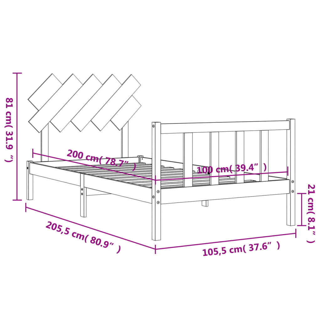 Estructura cama sin colchón madera maciza pino blanca 100x200cm vidaXL