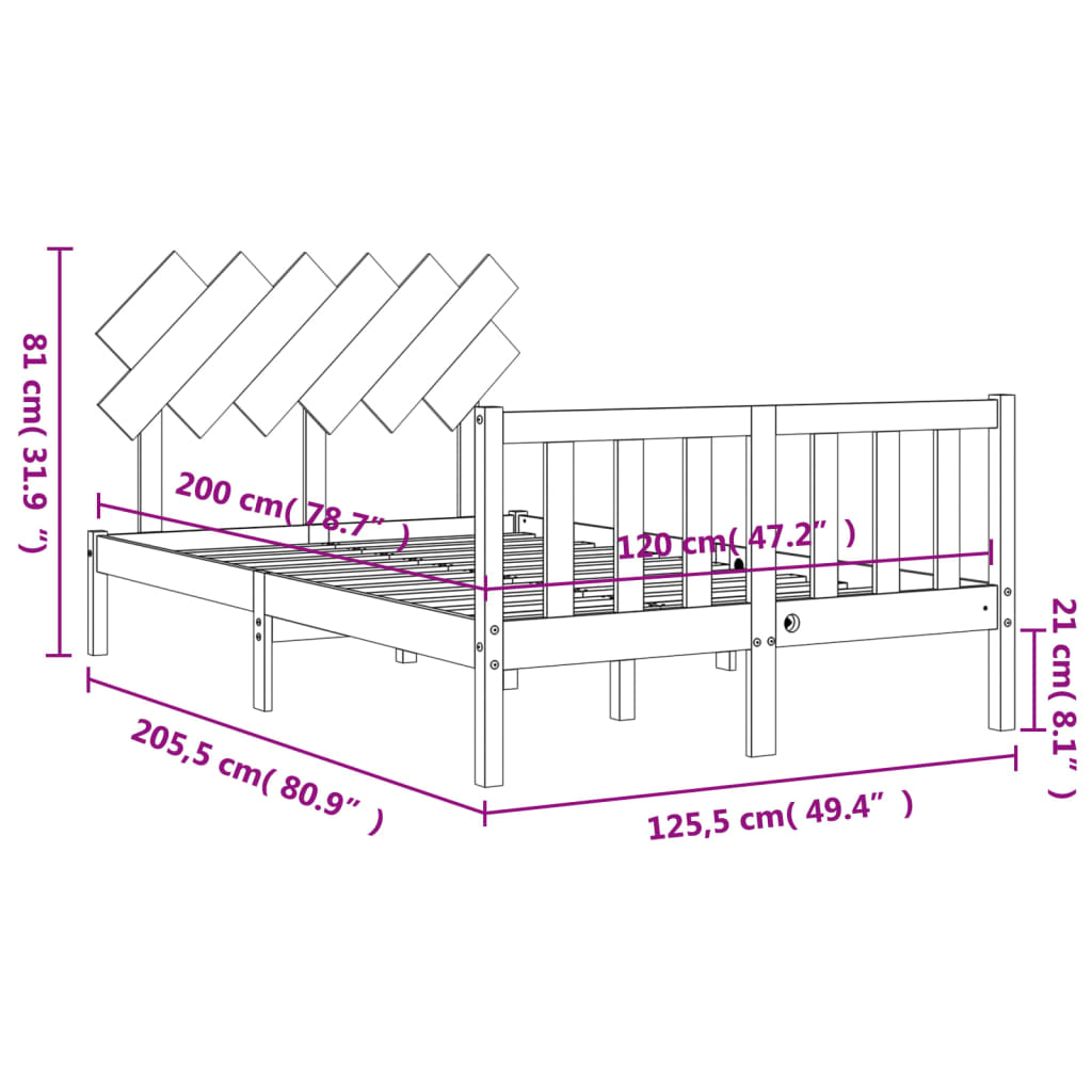 Estructura de cama sin colchón madera de pino blanca 120x200 cm vidaXL