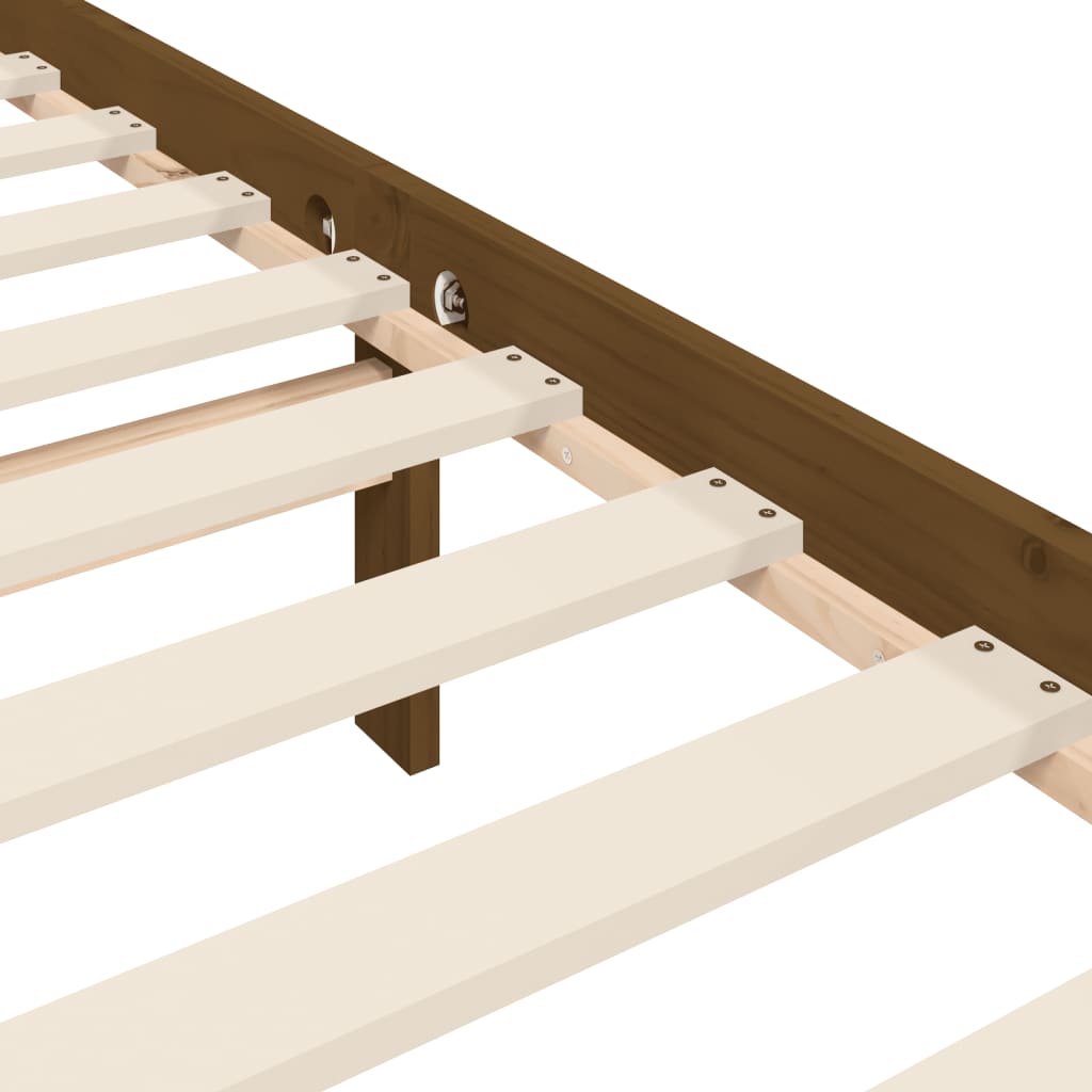 Estructura de cama matrimonio con cabecero madera marrón miel vidaXL