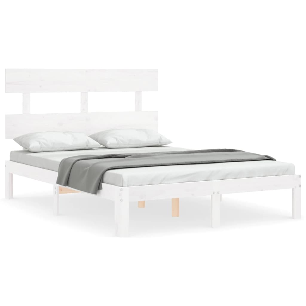 Estructura de cama sin colchón madera de pino blanca 140x190 cm vidaXL