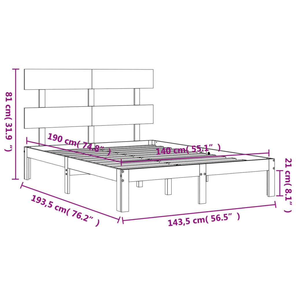 Estructura de cama sin colchón madera de pino blanca 140x190 cm vidaXL