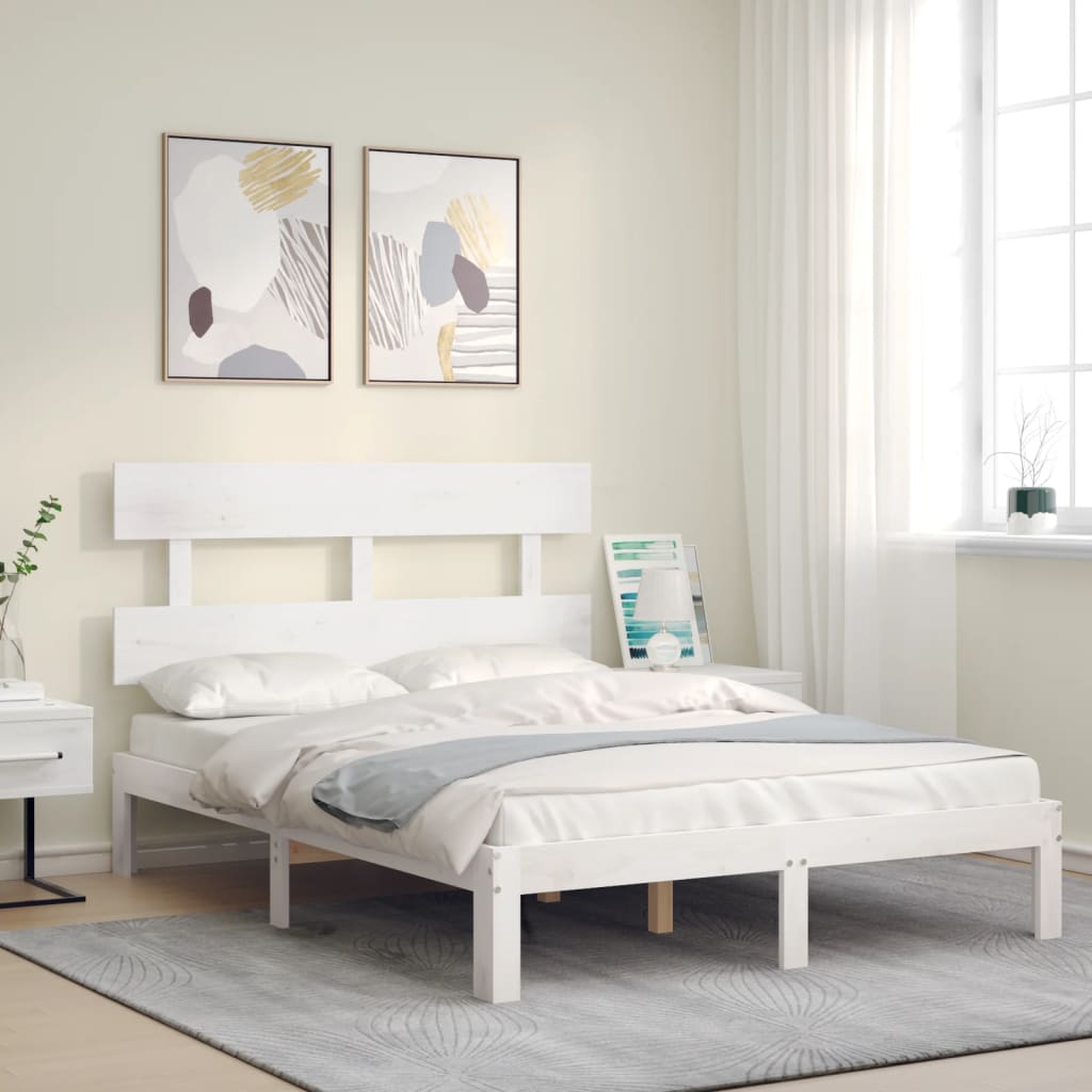 Estructura de cama sin colchón madera de pino blanca 140x190 cm vidaXL