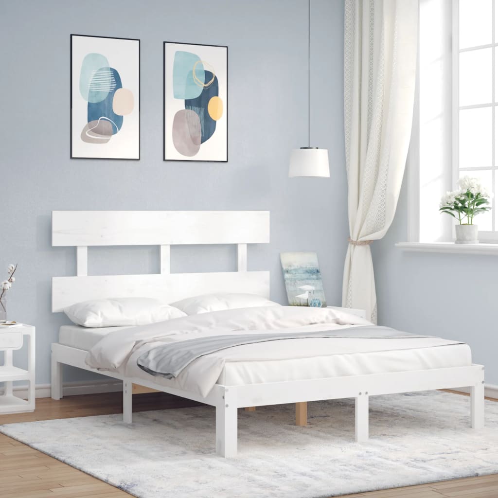 Vetonek Estructura de cama sin colchón madera de pino blanca 140x190 cm