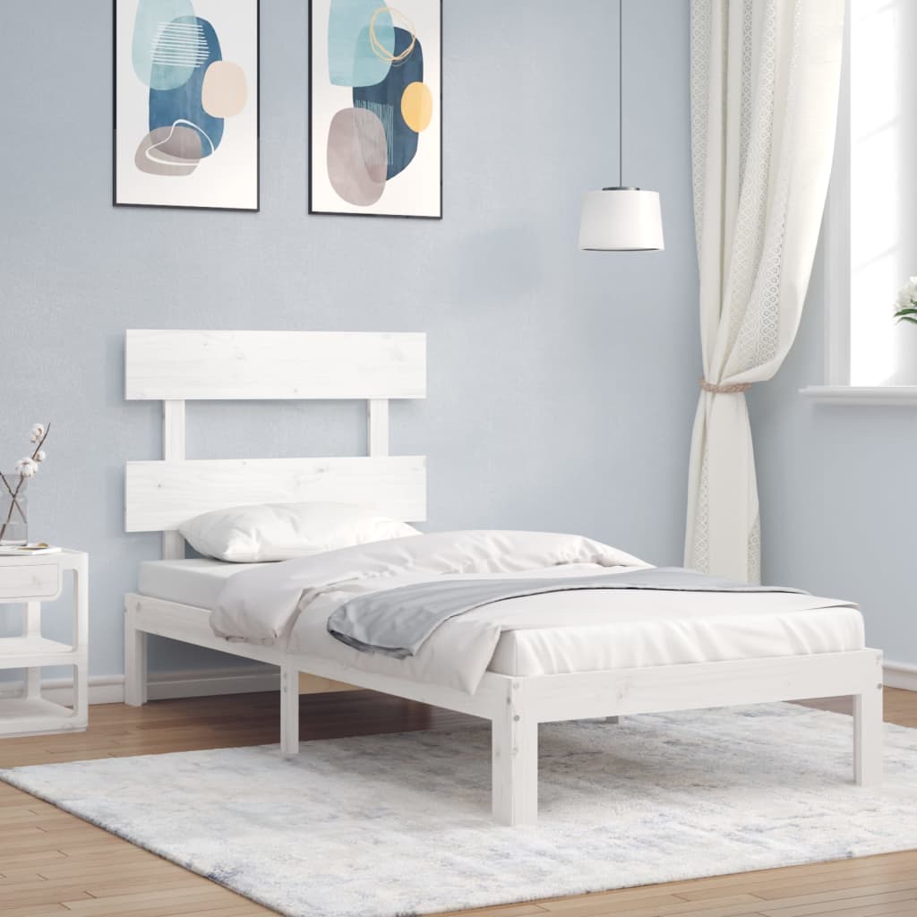 Vetonek Estructura de cama sin colchón madera de pino blanca 90x200 cm