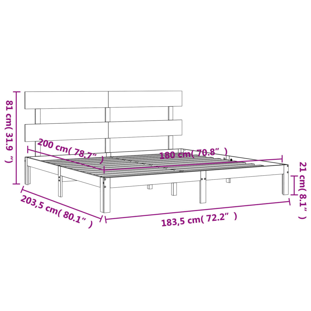 Estructura de cama de matrimonio con cabecero madera maciza vidaXL