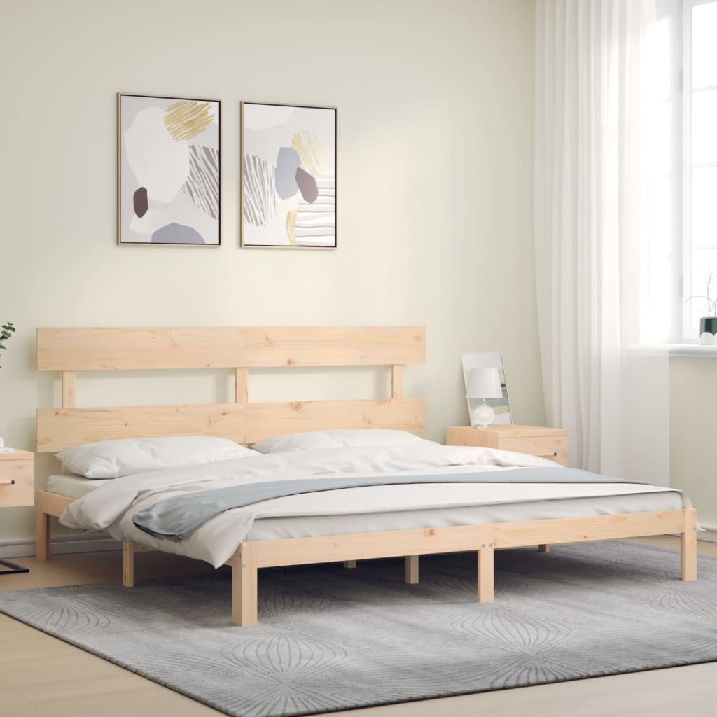 Estructura de cama de matrimonio con cabecero madera maciza vidaXL